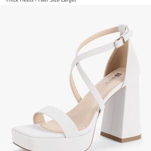 IDIFU White Strappy Block Heels